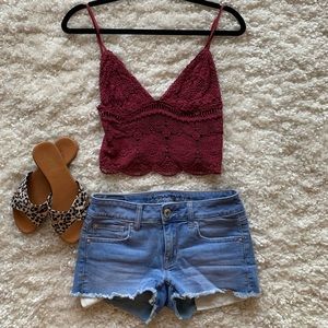 Kendall & Kylie Maroon Crop Top